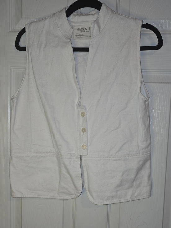 Hackwith Design House Jackets & Blazers - Hackwith White Cotton Sleeveless Vest